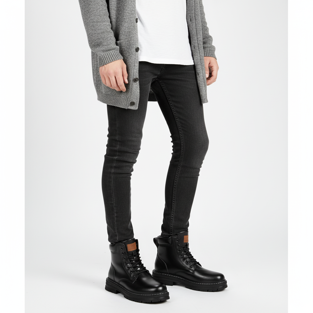 Men's lace-up ankle boots with rugged lug soles and padded collars