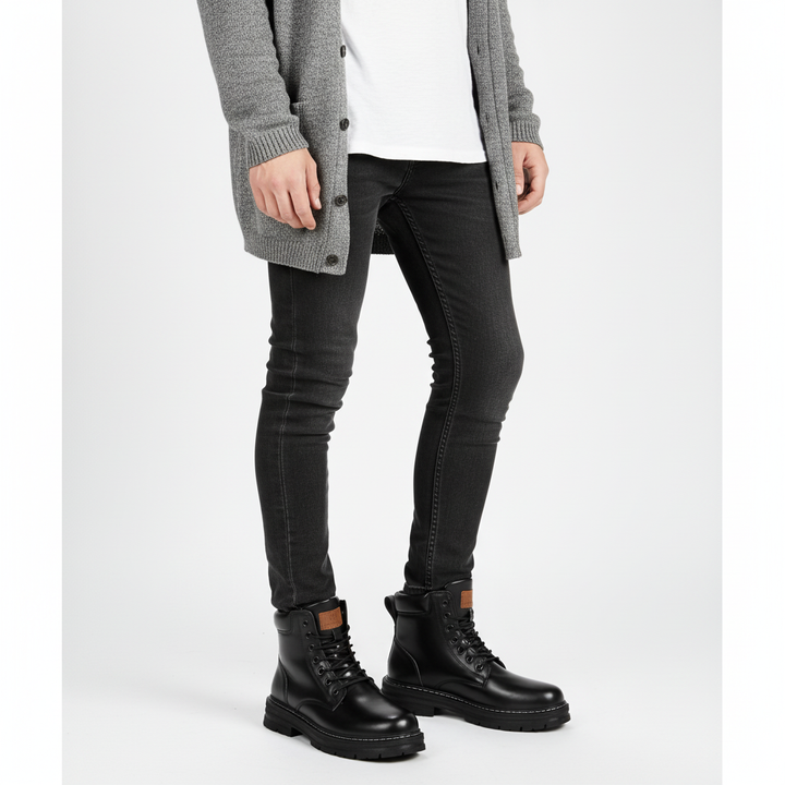 Men's lace-up ankle boots with rugged lug soles and padded collars