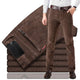 Men's straight-fit ribbed corduroy trousers with belt loops and side pockets