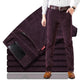 Men's straight-fit ribbed corduroy trousers with belt loops and side pockets