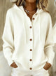 Women's hooded button-front hoodie with long sleeves and ribbed trim