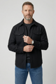 Men's long-sleeve utility jacket with pointed collar and two buttoned chest pockets