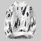 Men's abstract black mark pattern knit sweater with crew neck and long sleeves