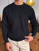 Men's ribbed crew neck sweater with long sleeves and ribbed trims