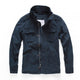 Men's short camouflage military jacket with stand collar, long sleeves and multiple pockets
