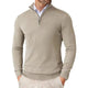 Men's long-sleeve half-zip mock neck sweater with ribbed cuffs and hem