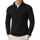 Men's long-sleeve half-zip mock neck sweater with ribbed cuffs and hem
