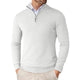 Men's long-sleeve half-zip mock neck sweater with ribbed cuffs and hem