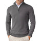 Men's slim fit quarter-zip sweater with mock neck and long sleeves