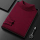 Men's plain turtleneck sweater with ribbed collar and cuffs