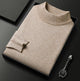 Men's plain turtleneck sweater with ribbed collar and cuffs