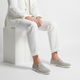 Men's slip-on moc toe loafers with contrast flat soles