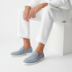 Men's slip-on moc toe loafers with contrast flat soles