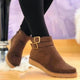 Women's Double-Buckle Ankle Boots in Black - View 2 | Bellmere