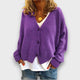 Women's V-neck knit cardigan with long sleeves and button front