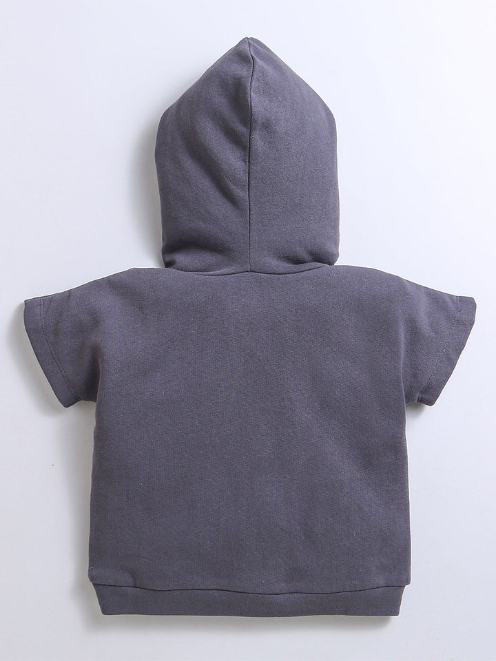 Layered hooded top with striped sleeves and cuffed joggers set