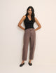 Women's brown high-rise cropped barrel leg jeans
