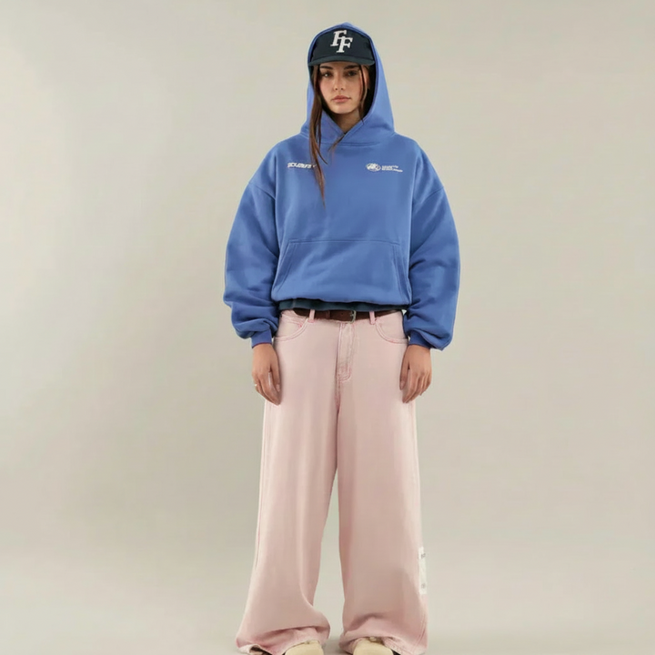 Women's hooded hoodie with long sleeves and kangaroo pocket
