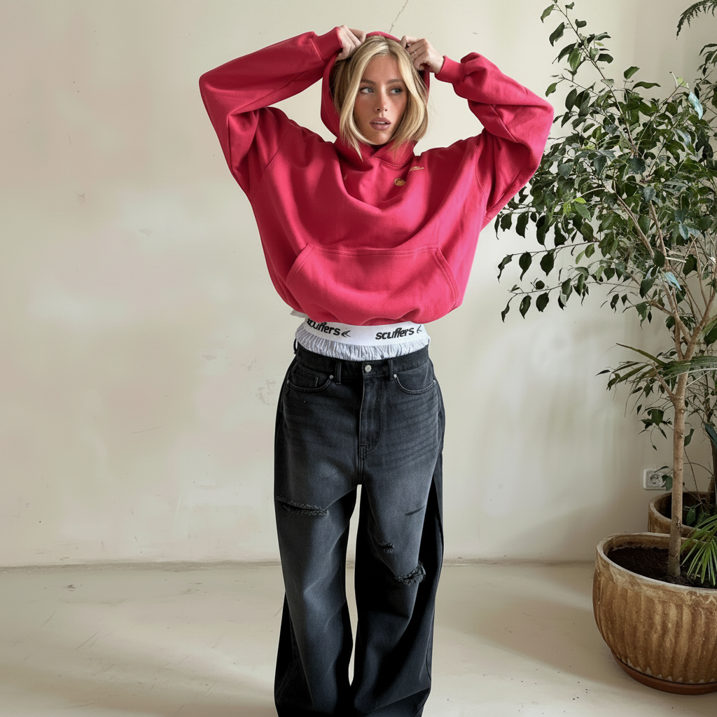 Women's hooded hoodie with long sleeves and kangaroo pocket