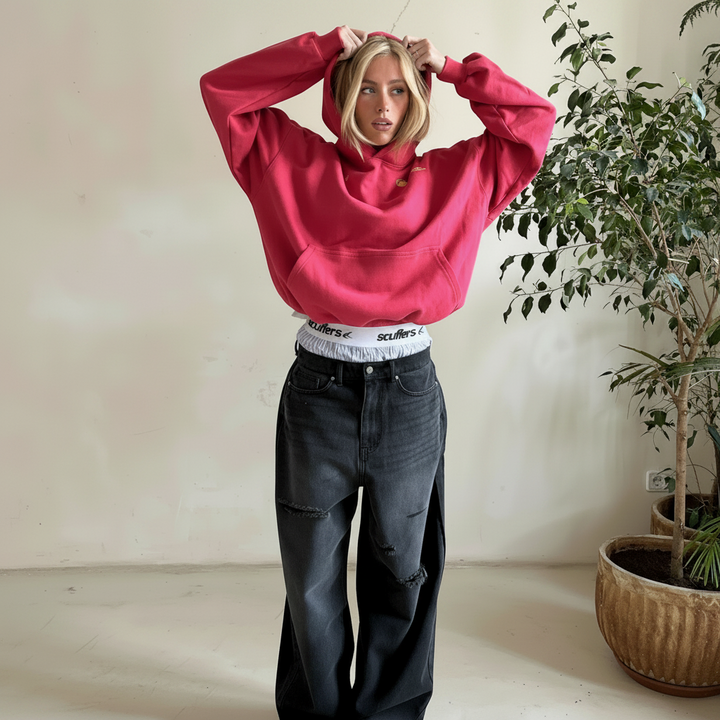 Women's hooded hoodie with long sleeves and kangaroo pocket