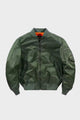 Men's full zip bomber jacket with ribbed trim and sleeve utility pocket