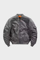 Men's full zip bomber jacket with ribbed trim and sleeve utility pocket