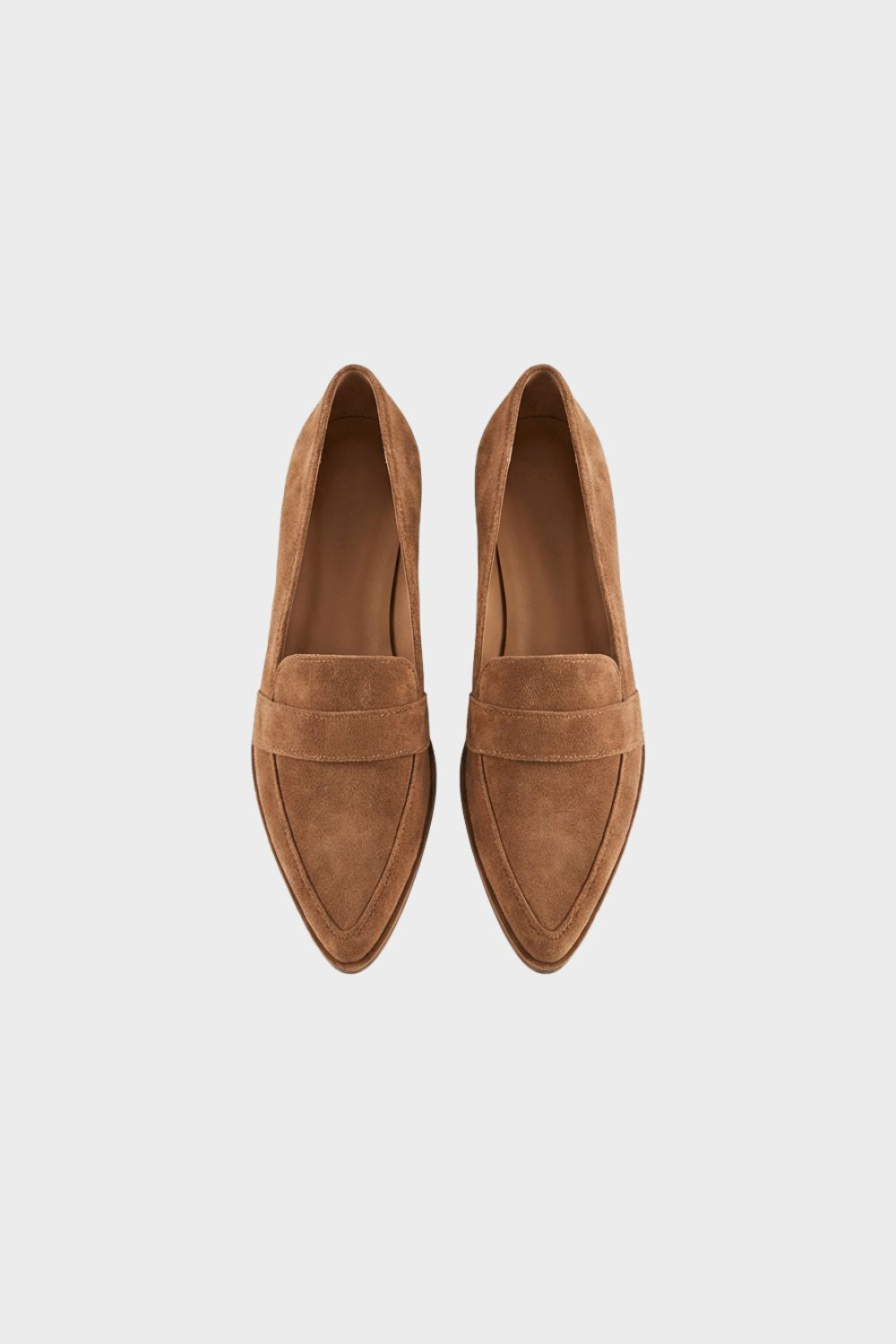 Women's pointed penny loafers with vamp strap and low heel