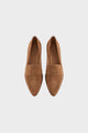 Women's pointed penny loafers with vamp strap and low heel