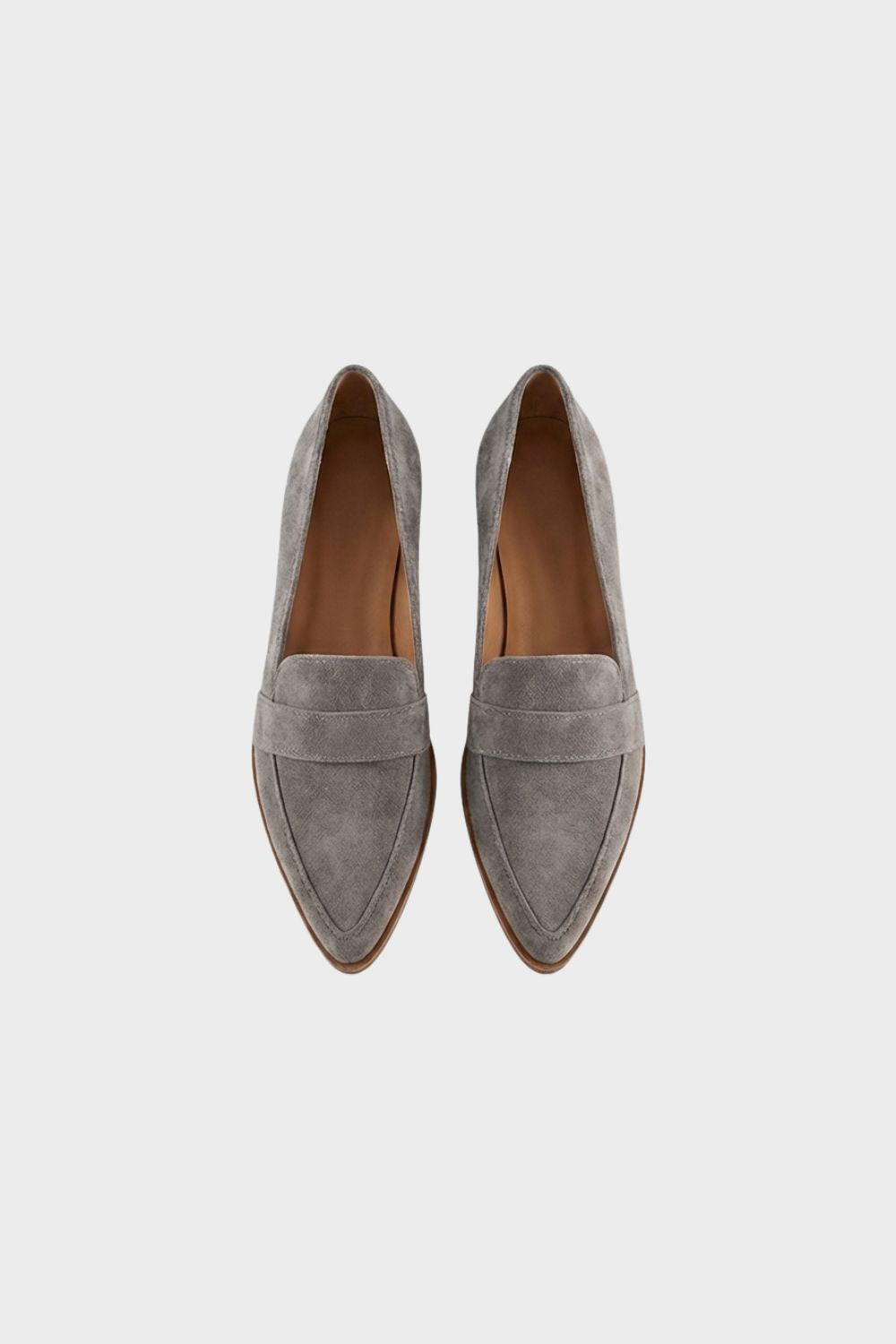 Women's pointed penny loafers with vamp strap and low heel