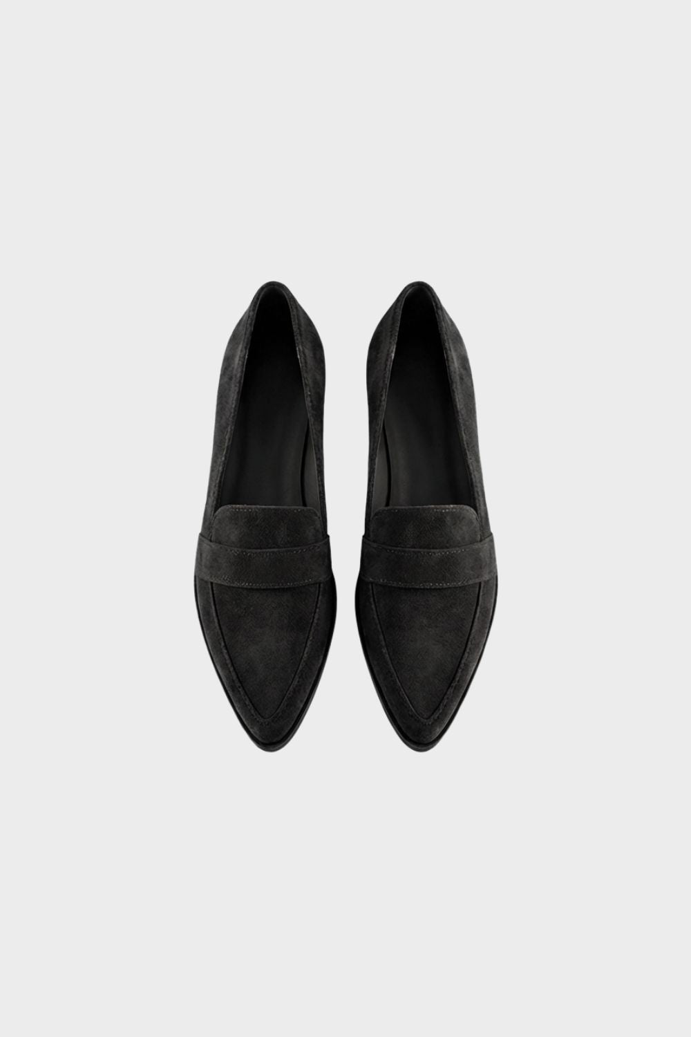 Women's pointed penny loafers with vamp strap and low heel