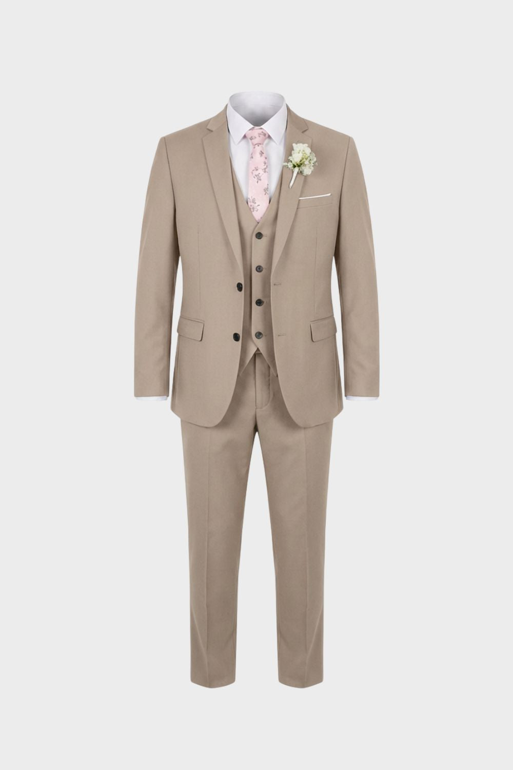 Three-piece suit with jacket waistcoat and matching trousers