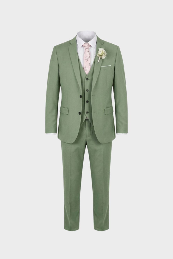 Three-piece suit with jacket waistcoat and matching trousers
