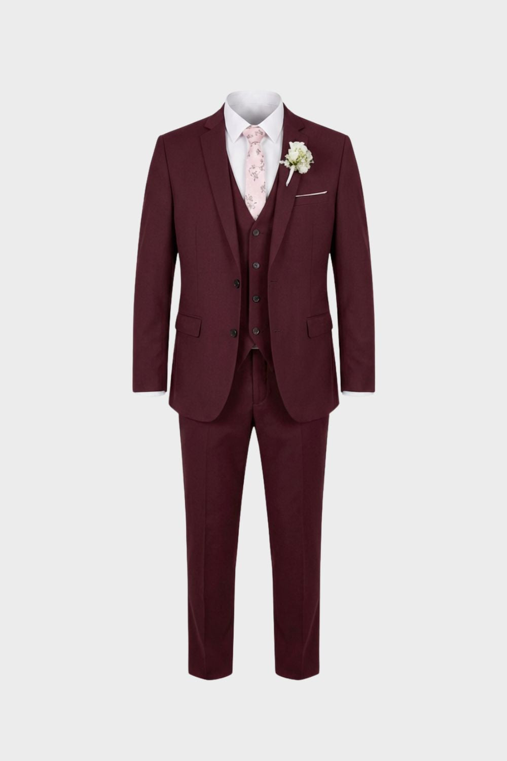 Three-piece suit with jacket waistcoat and matching trousers