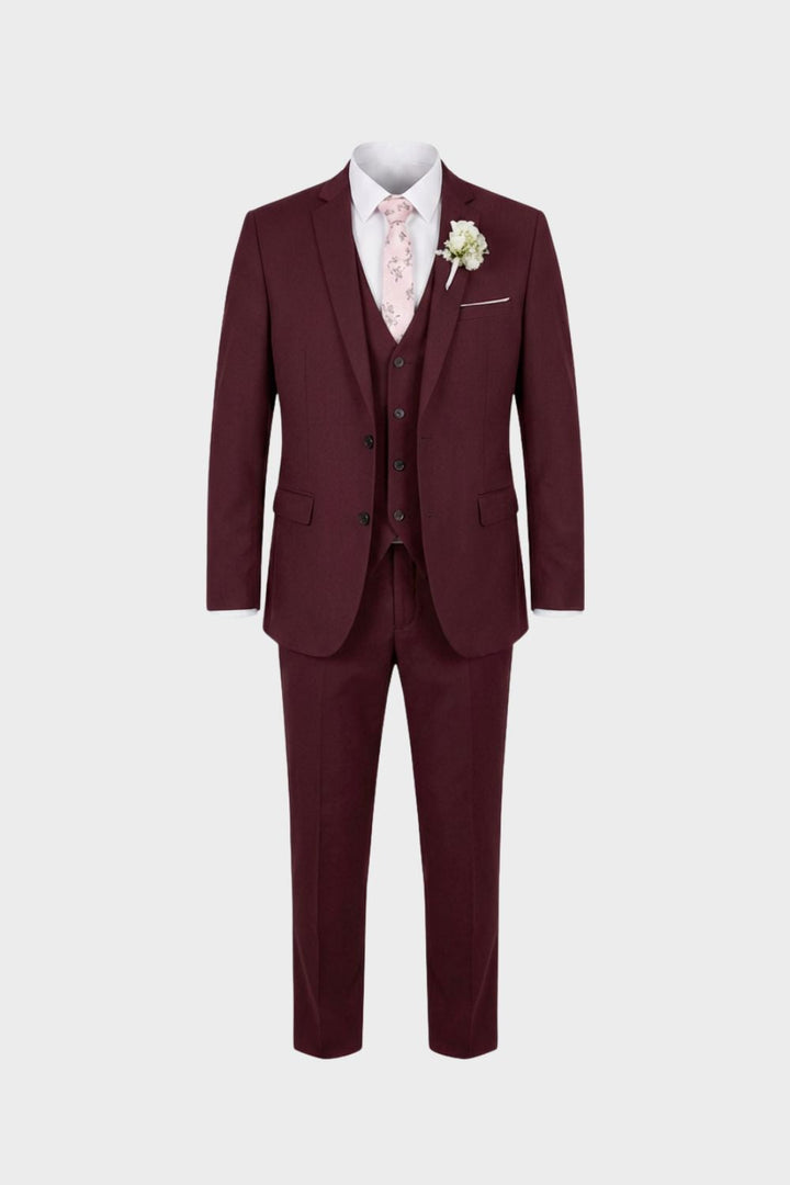 Three-piece suit with jacket waistcoat and matching trousers
