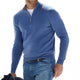 Men's long-sleeve quarter-zip sweater with a mock neck and ribbed trims