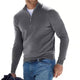 Men's long-sleeve quarter-zip sweater with a mock neck and ribbed trims