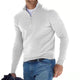 Men's long-sleeve quarter-zip sweater with a mock neck and ribbed trims