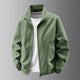 Men's solid bomber jacket with stand collar, zip front and zipped pockets