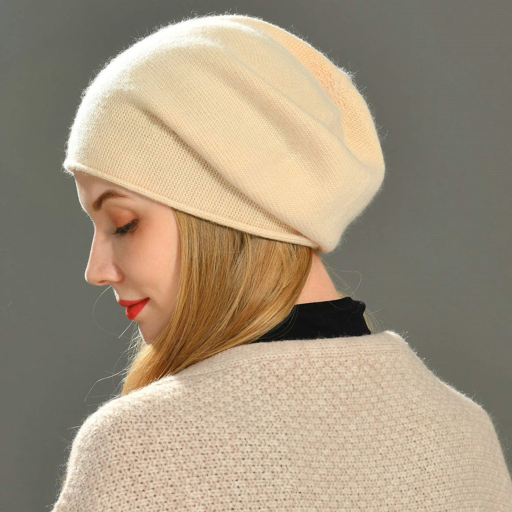Relaxed Fit Casual Knit Beanie in Off-White - View 2 | Bellmere