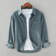 Men's long-sleeve corduroy shirt with point collar, buttons and chest pocket