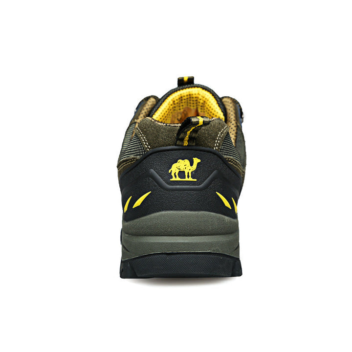 Low-cut hiking shoe with lace-up front and rugged lugged sole