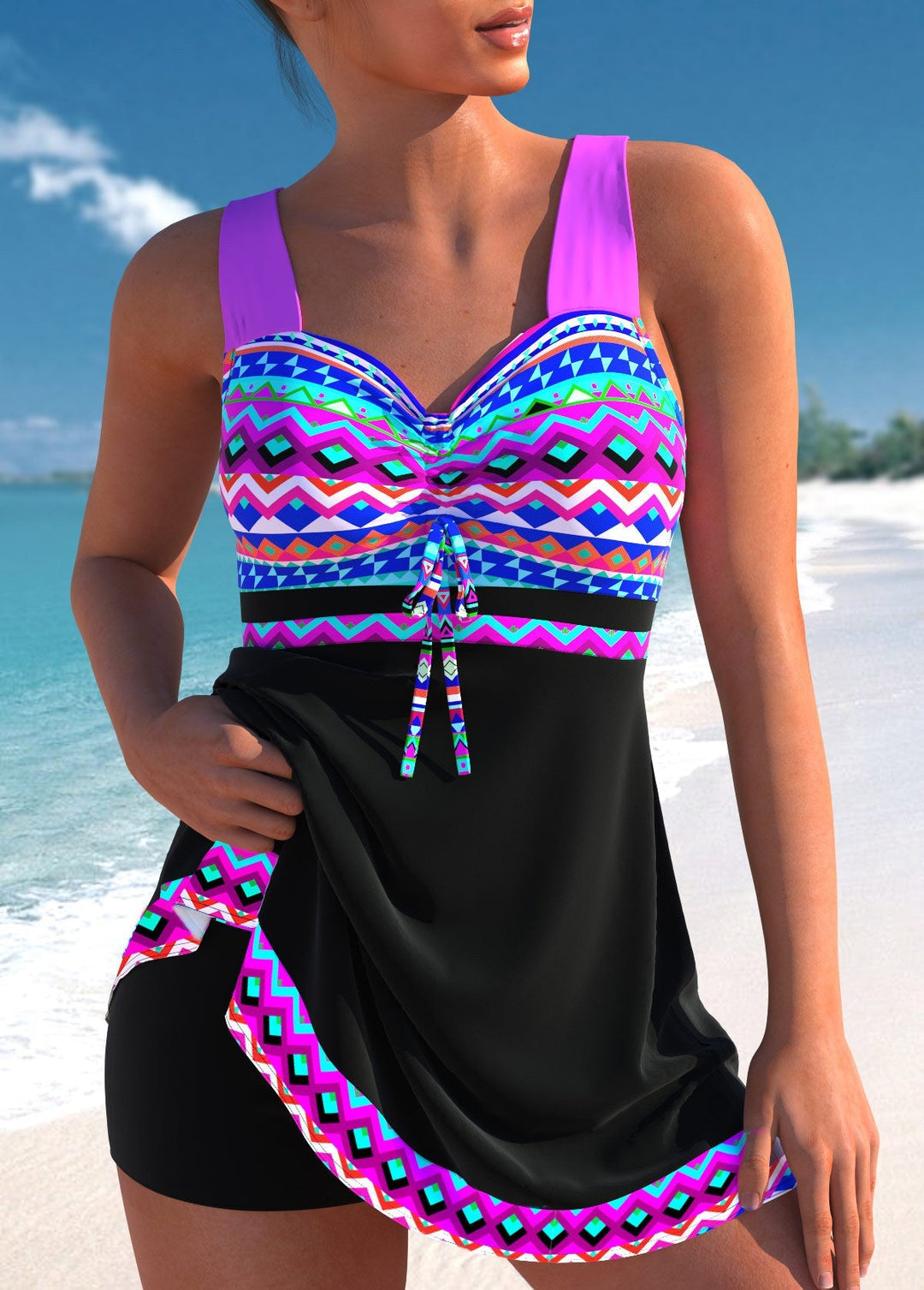 Women's Geometric Pattern Swim Dress | Bellmere