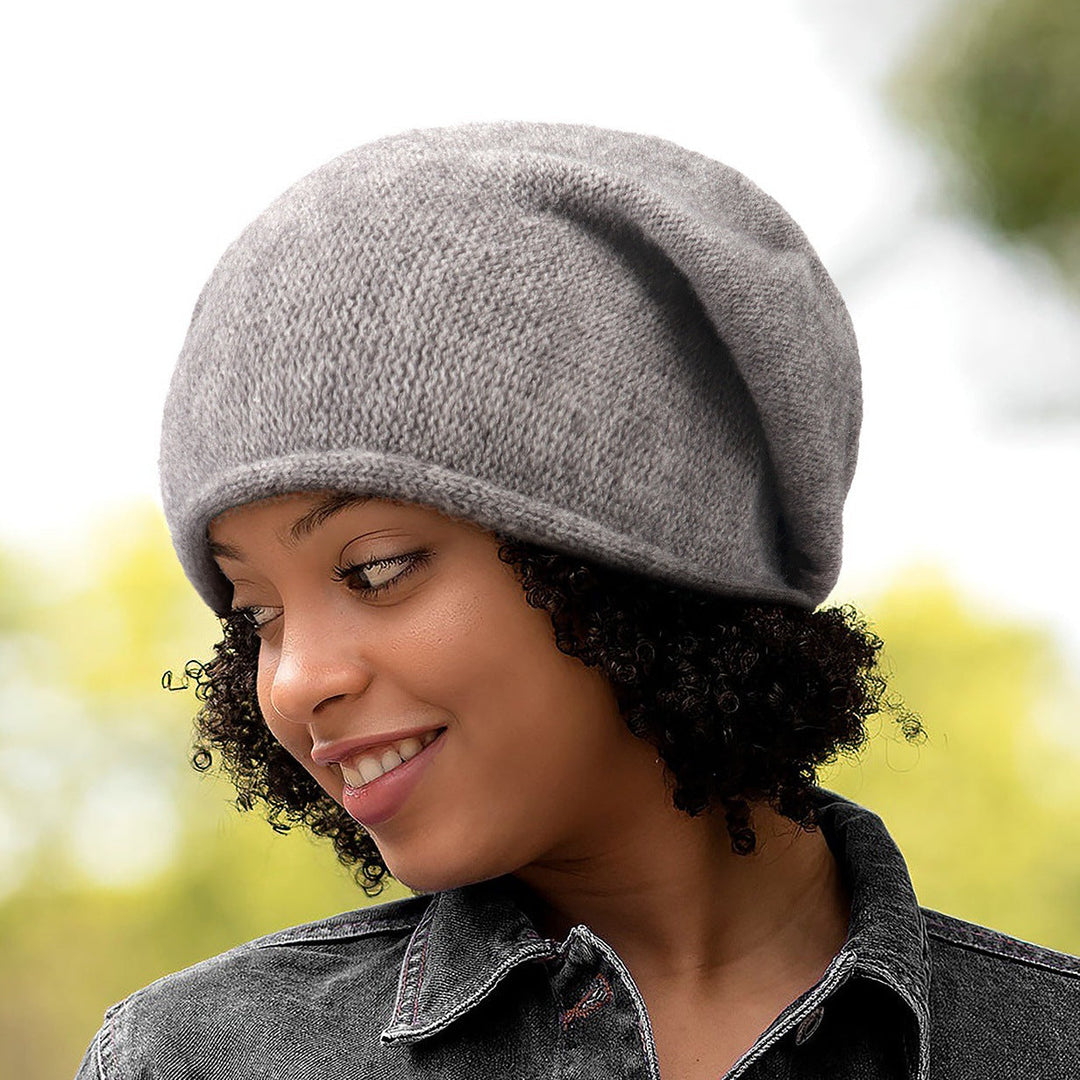 Relaxed Fit Casual Knit Beanie in Off-White - View 3 | Bellmere