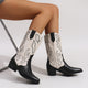 Women's Western cowboy boots with embroidered shafts and block heels