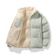 Reversible padded jacket with sherpa lining and zip fastening