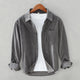 Men's long-sleeve corduroy shirt with point collar, buttons and chest pocket