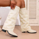 Women's knee-high slouch boots with pointed toes and low block heels