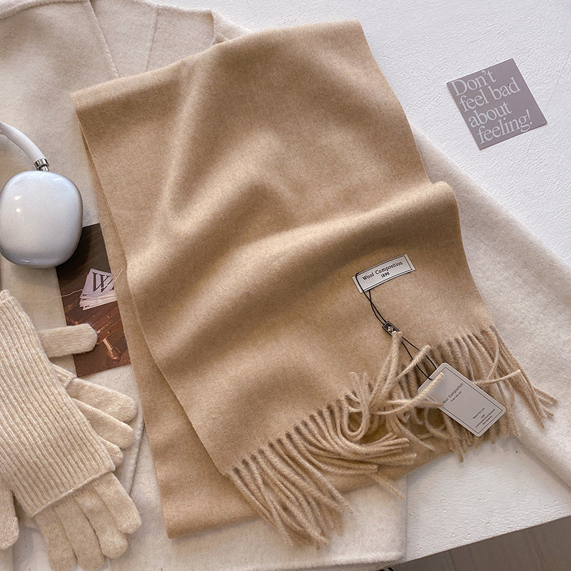 Women's Soft Plain Tassel Shawl in Brown - View 17 | Bellmere