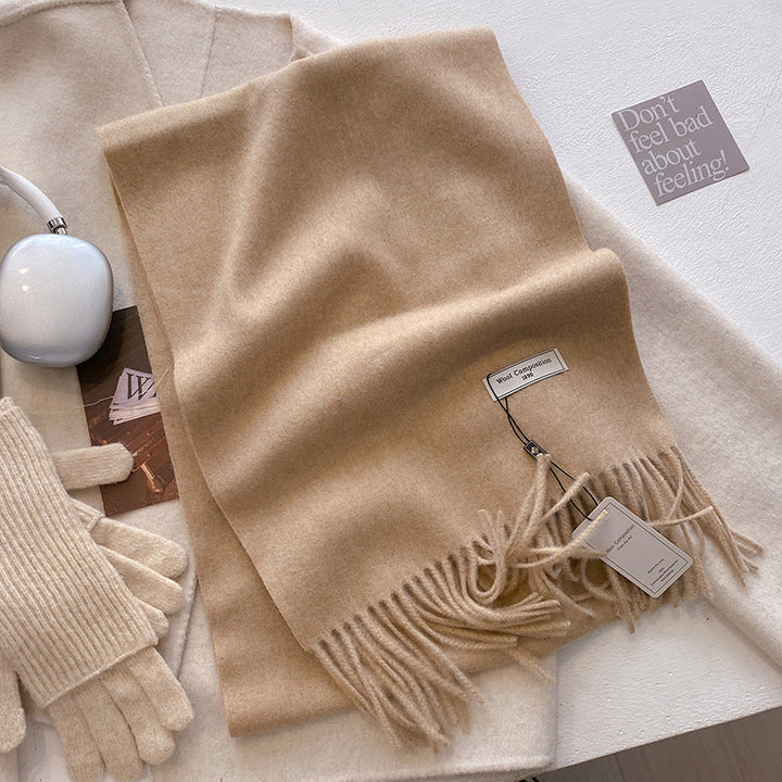 Women's Soft Plain Tassel Shawl in Brown - View 17 | Bellmere