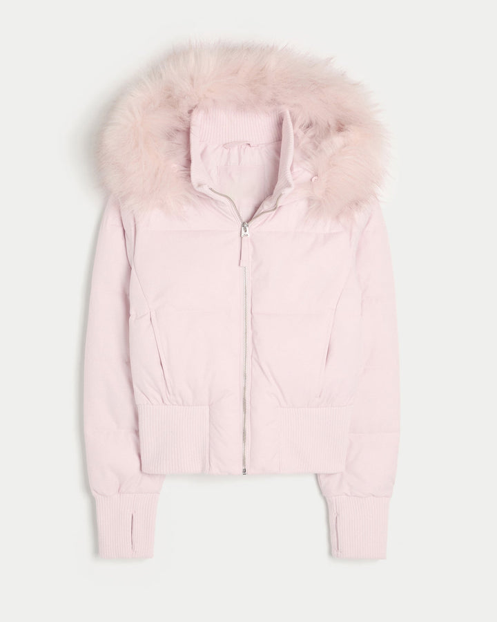 Women's quilted winter coat with removable hood